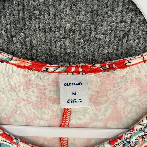 Old Navy Dress Womens M Red Floral A-Line Pullover Boho Cottagecore Prairie Farm - Picture 6 of 9